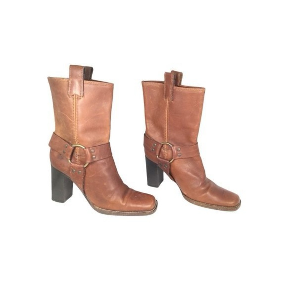 Vintage Michael Kors Chestnut Brown Leather Mid-Calf Heeled Boots